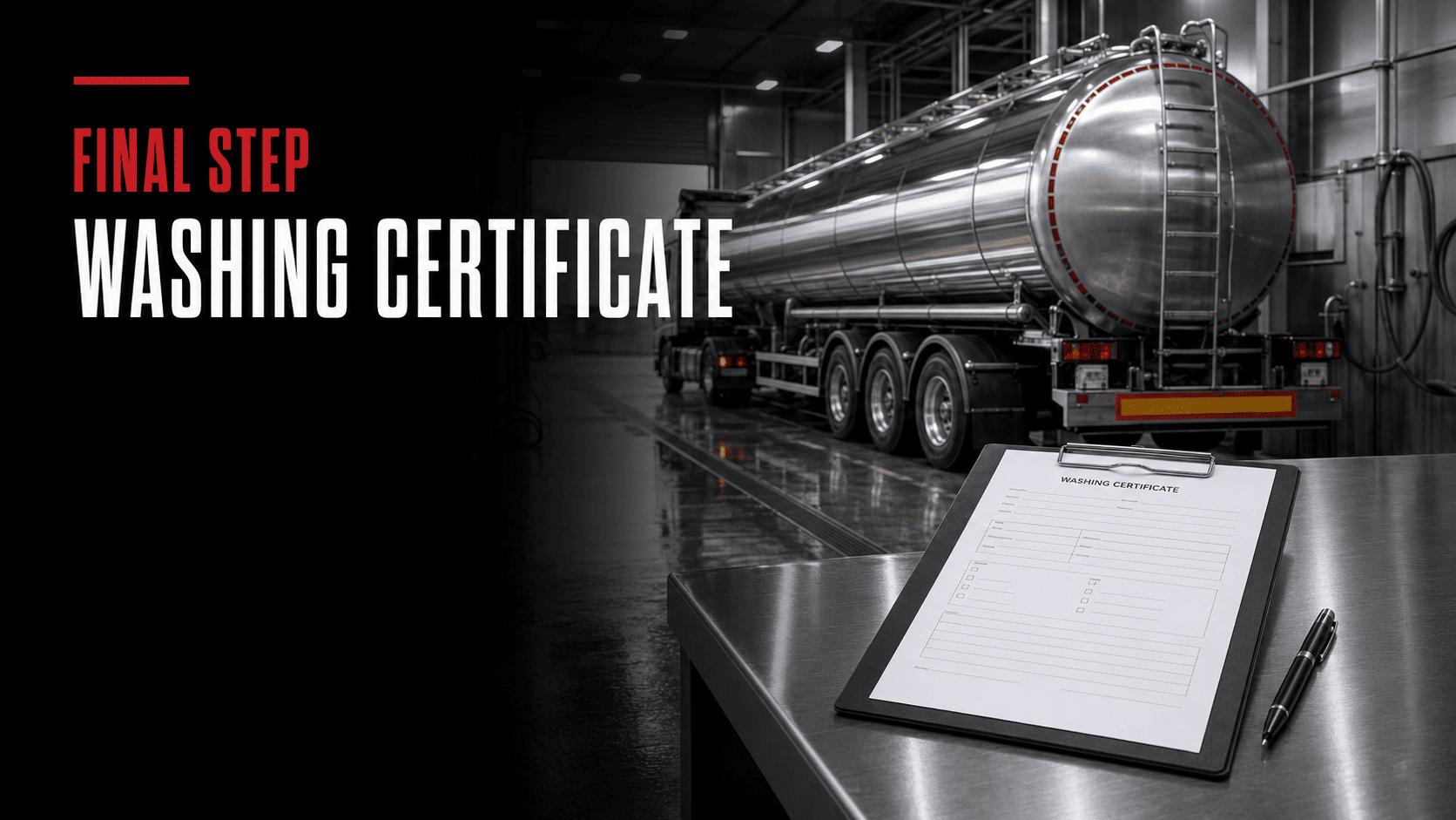 Washing certificate following professional tank cleaning