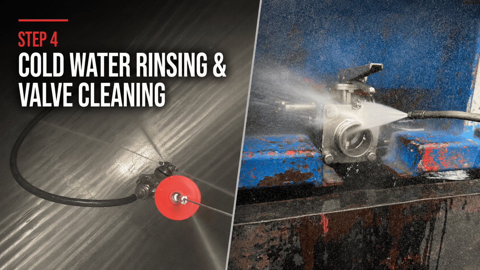 Cold water rinsing and tanker valve cleaning